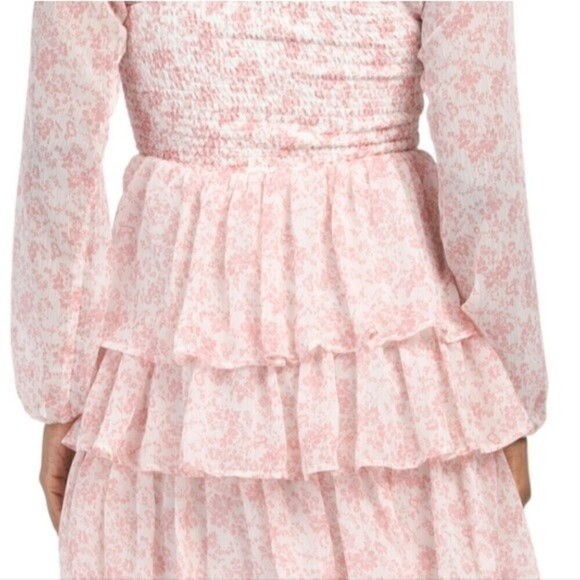 JUNIORS Paisley Floral Square Neck Ruffle Dress Large - Picture 6 of 7